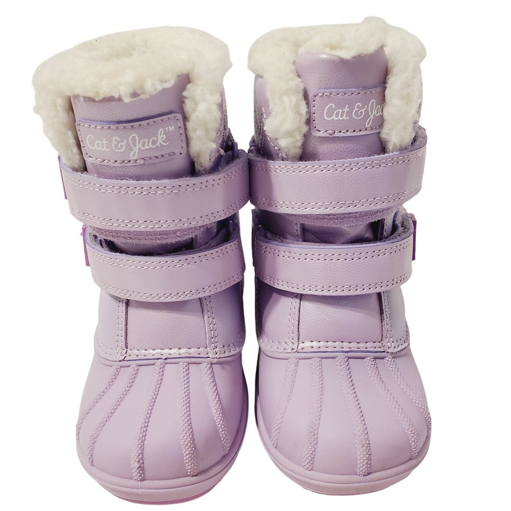 Cat & Jack Toddler Size 8 Girls Lavender Purple Faux Fur Lined Snow Boots